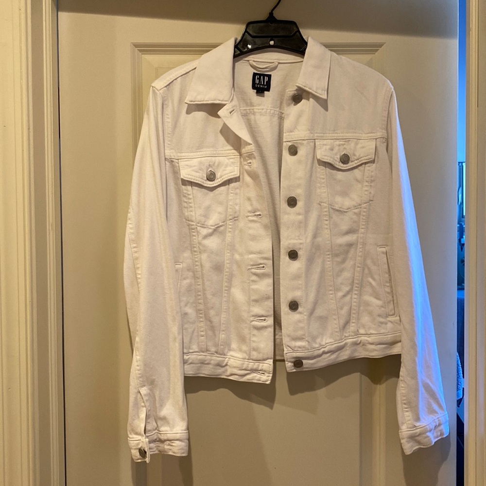 Gap white denim jacket